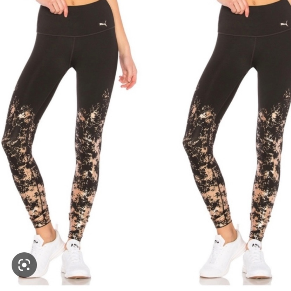 Puma premium leggings high waist tight fit black  rose gold metal…